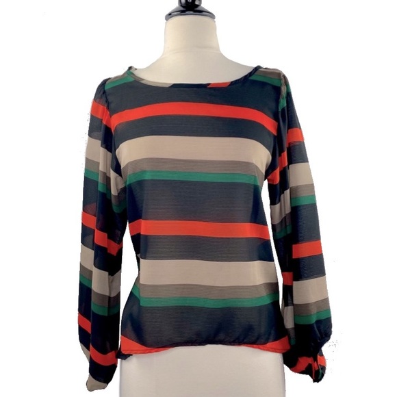 NBW Coco love sheer striped top with slit back - Picture 2 of 7